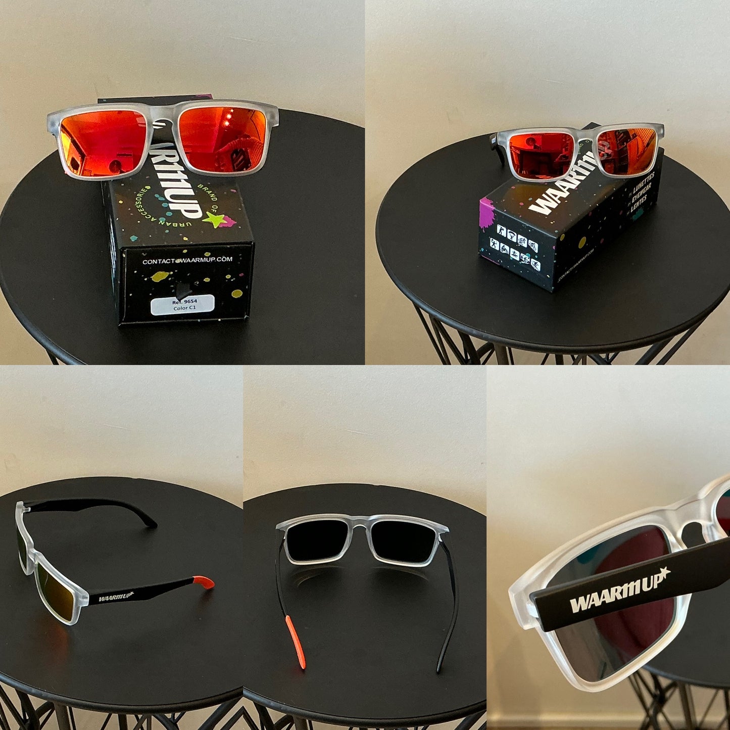 Réf 9654 C1 Orange/ transparent et noir